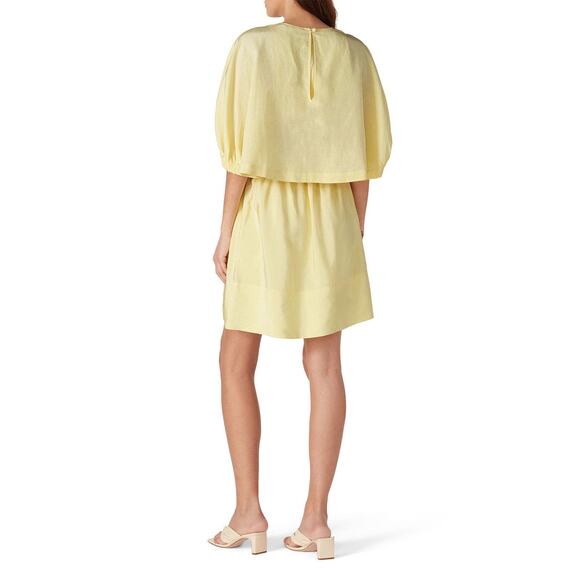 Tibi Gemma Linen Blend Yellow Cape Mini Dress Size 4 - Picture 3 of 16
